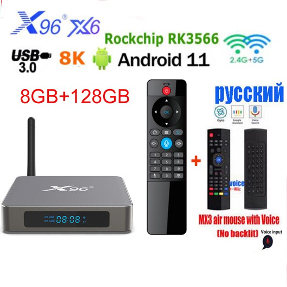 X96 X6 ȵ̵ 11   TV ڽ, 8GB 128GB Rock..